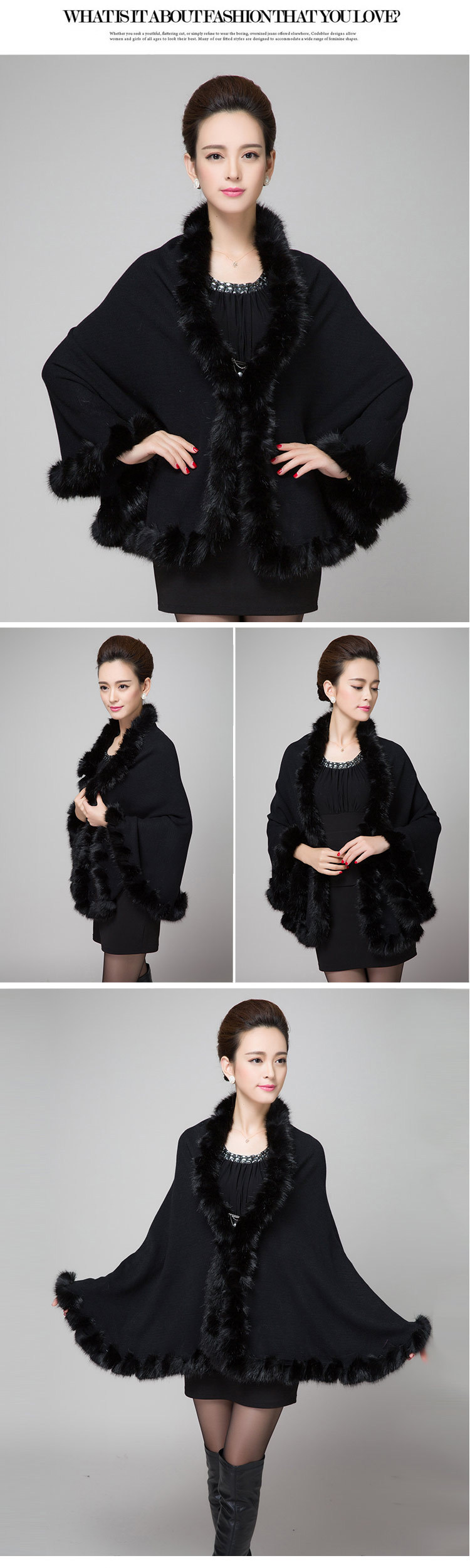 Wool shawl Women's fashion knitted cardigan cape plus size coat_voghion.com