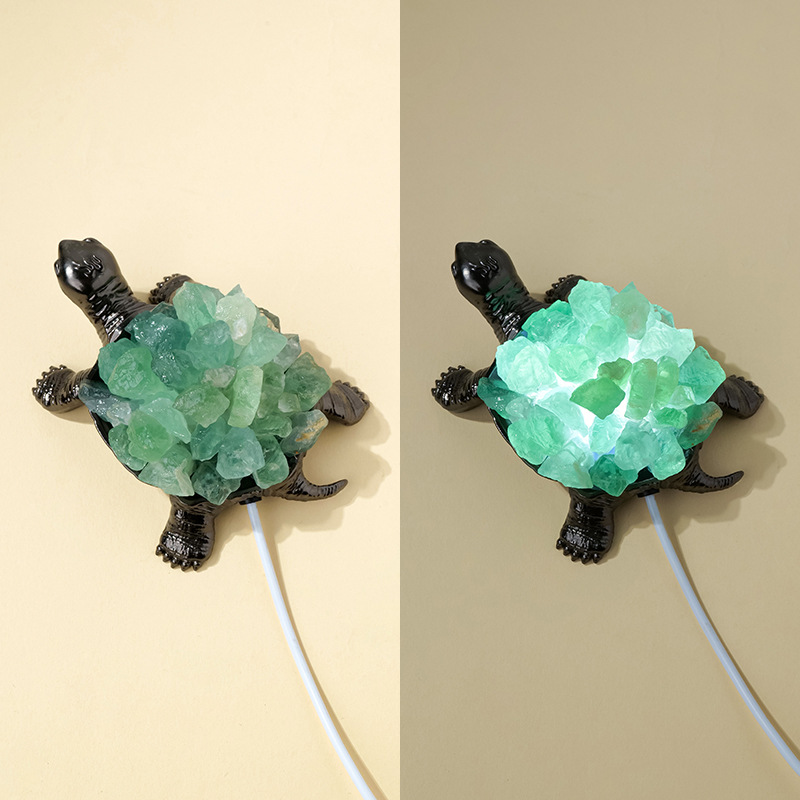 Racimo de cristal natural transfronterizo, adornos de tortuga, cristal púrpura, amarillo y blanco, piedra en bruto, piedra de expansión, adornos artesanales de bricolaje hechos a mano