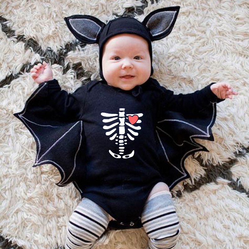 2026 Halloween New Baby Jumpsuit Newborn Baby Bat Hooded Jumpsuit Baby Romper Onesie