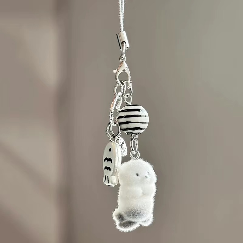 Pendentif porte-clés chiot floqué pour sac téléphone et sac à dos_voghion.com