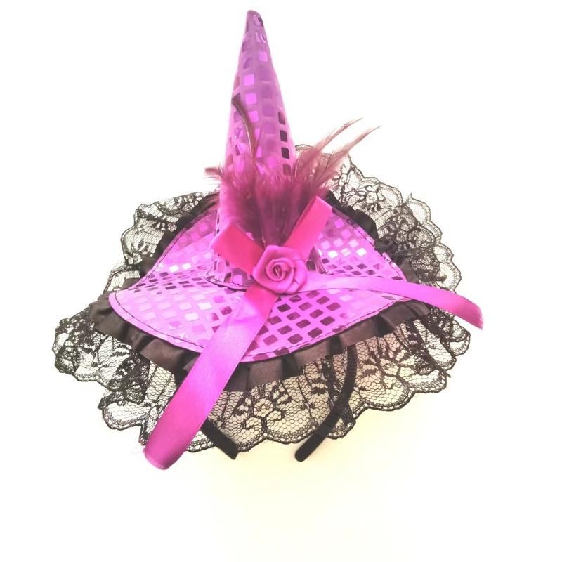 新しいハロウィーンの髪のフープの祝日のパーティーのショーの道具の帽子の髪飾りのネットのスカルの花の魔女の帽子|undefined