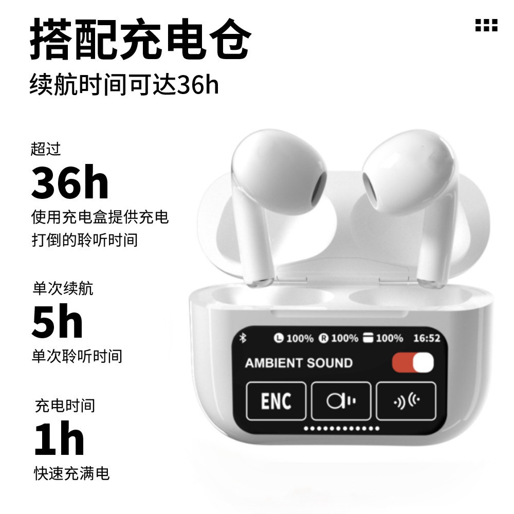 Auriculares Bluetooth con pantalla a color A10Pro de alta gama de estilo explosivo transfronterizo TWS táctil multifunción ANC con reducción de ruido auriculares inalámbricos reales