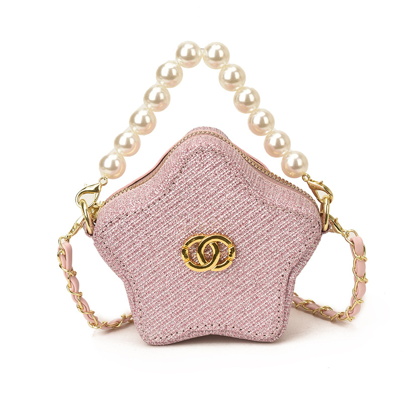 2026 nuevo bolso de niños brillante estrella de pentacos bolso de perla exquisito mini bolso accesorios para hombres y mujeres