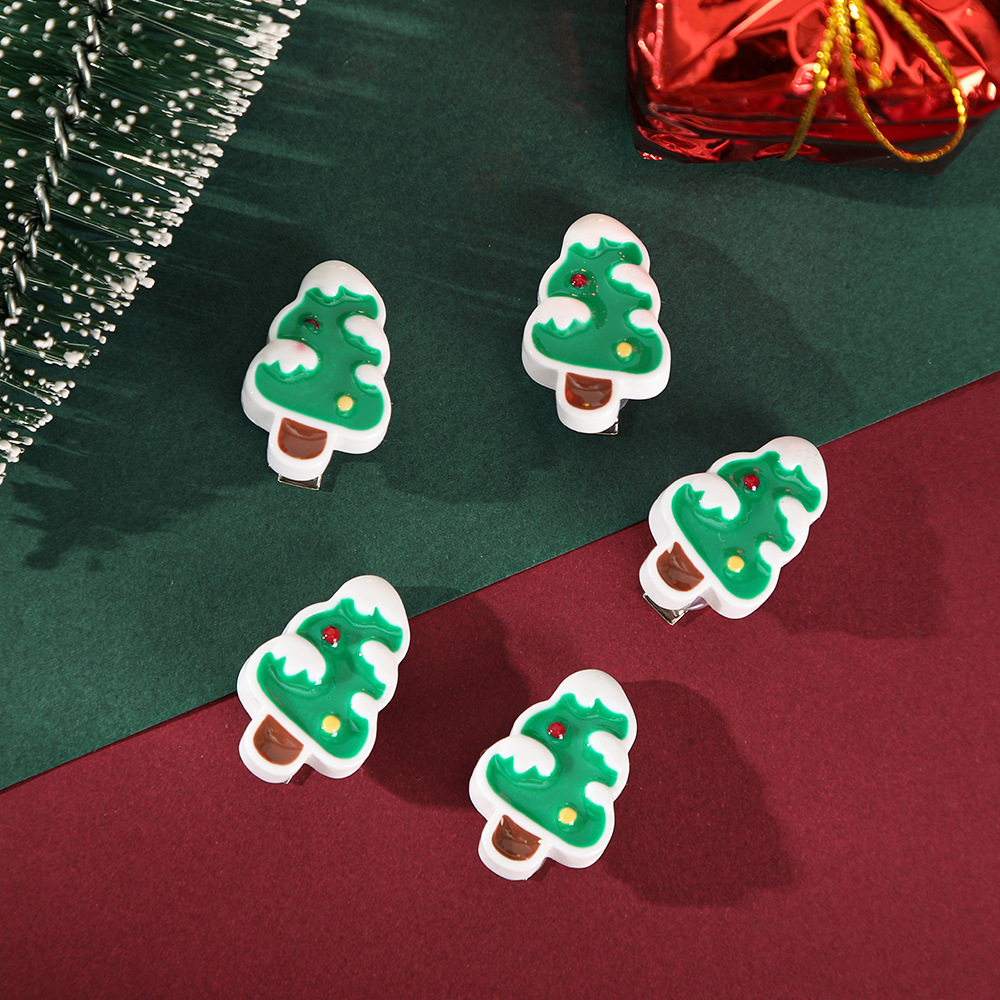 Cute Style Christmas Cute Women's Christmas Tree Snowman Elk Plastic Hair Clip