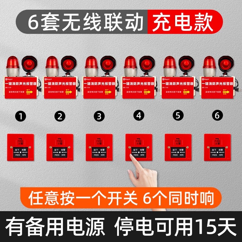 ワンキー消防音光警報器工場の多階無線連動火災消防警報ベル緊急電源|undefined