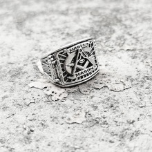 跨境欧美共济会AG标志方形戒指宗教指环饰品批发