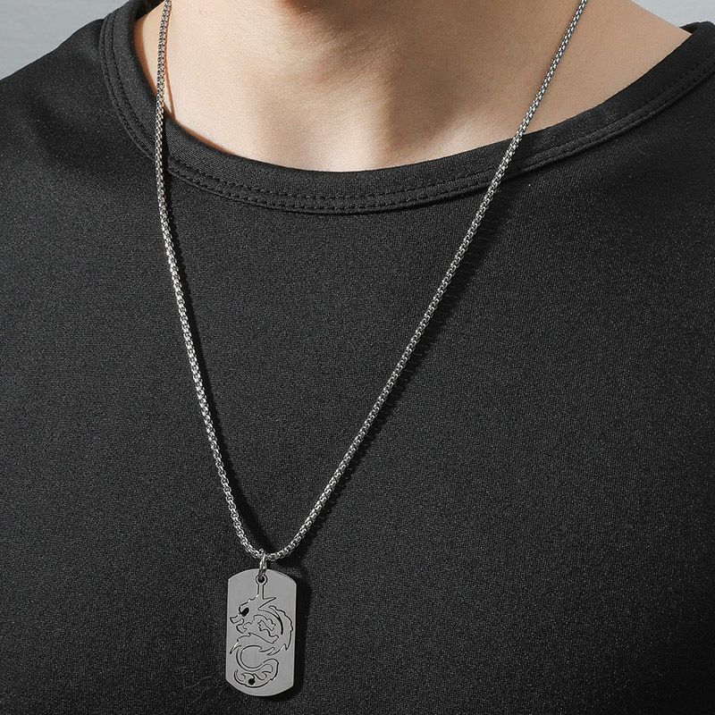 Personality Chinese Dragon Hollow Men's Necklace Domineering Titanium Steel Dragon-Shaped Vintage Pendant AliExpress Hot-Selling New Arrival_colorza_5