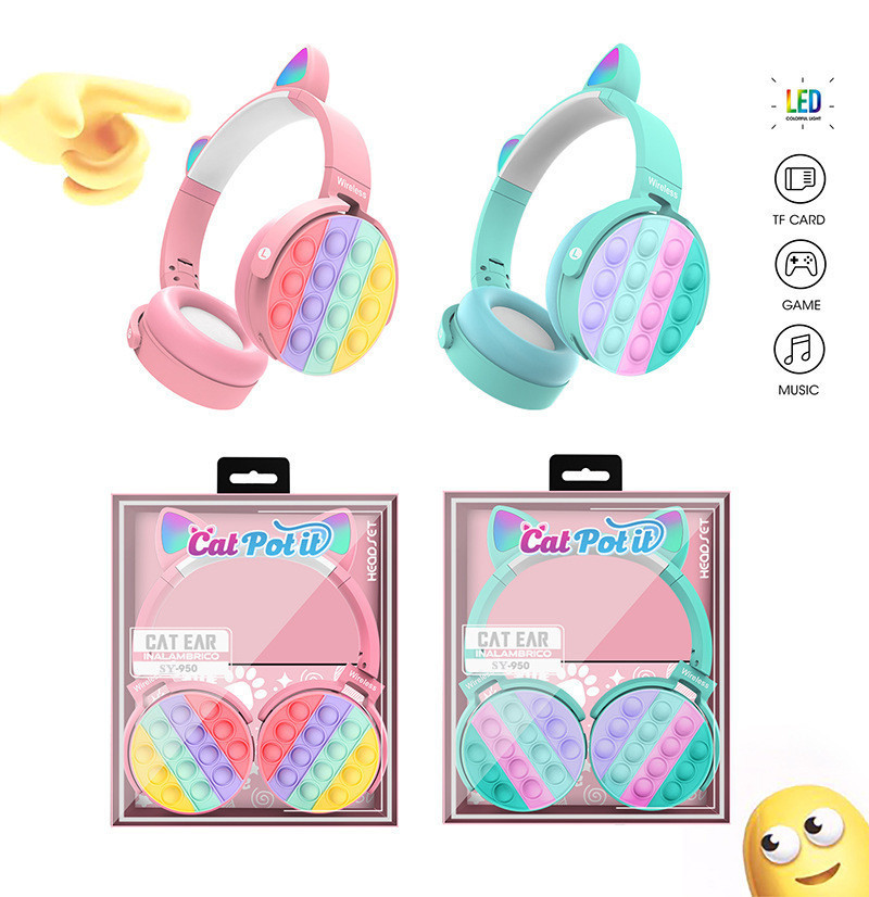 Comercio transfronterizo caliente-venta ratón asesino pionero BT-950 luminoso gato oído auricular Bluetooth auriculares inalámbricos ventas directas de la fábrica