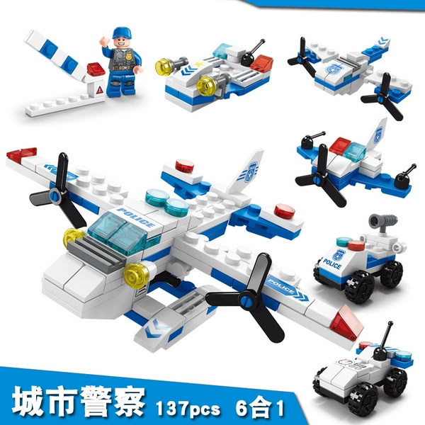 8732-5 6-in-1 police reconnaissance aircraft [137 pieces of gift bags] Sending the parts