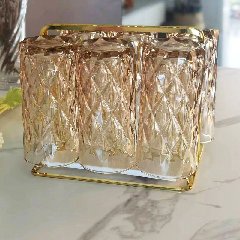 新款水杯家用客厅高颜值玻璃琥珀色不掉色高款耐热玻璃杯全套