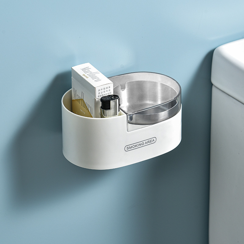 トイレ灰皿トイレ蓋付き灰皿クリエイティブ壁掛け式灰皿個性ステンレス灰皿ラック|undefined