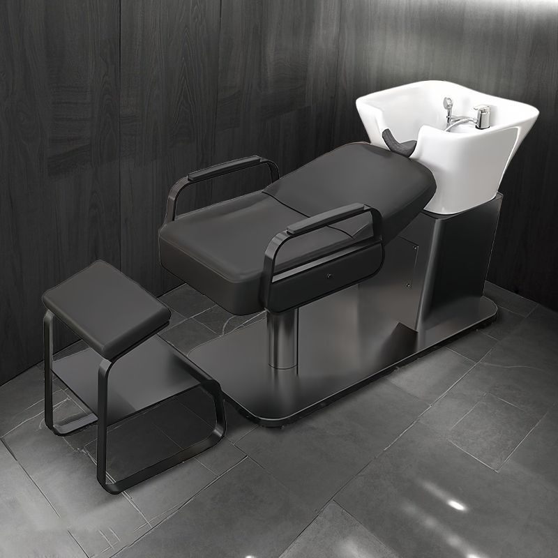 5 블랙 티타늄 스테인레스 스틸 침대 + 사각 세라믹 세면대