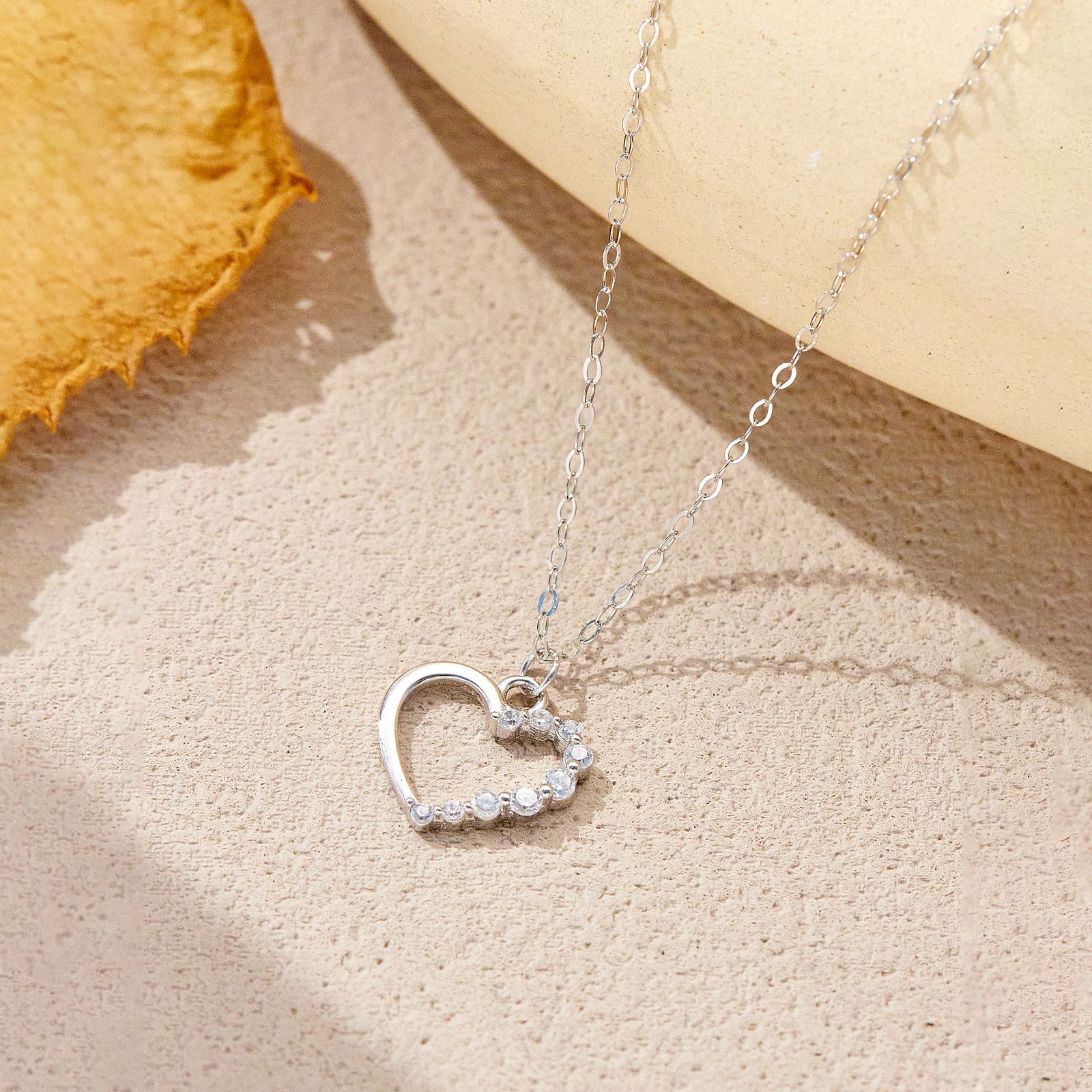 S925 Sterling Silver Hollow Heart Necklace