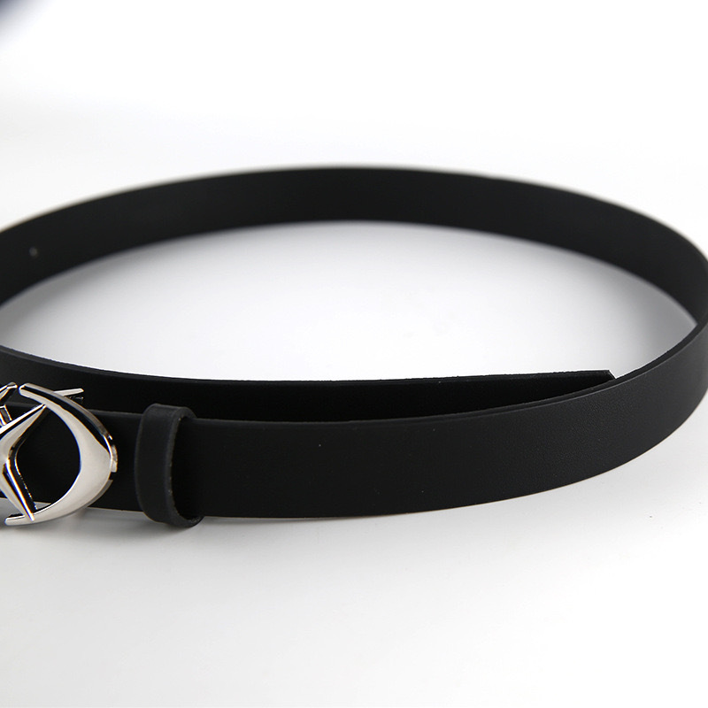 Trendy new original design moon-shaped cross star buckle belt with jeans skirt fashionable all-Match belt