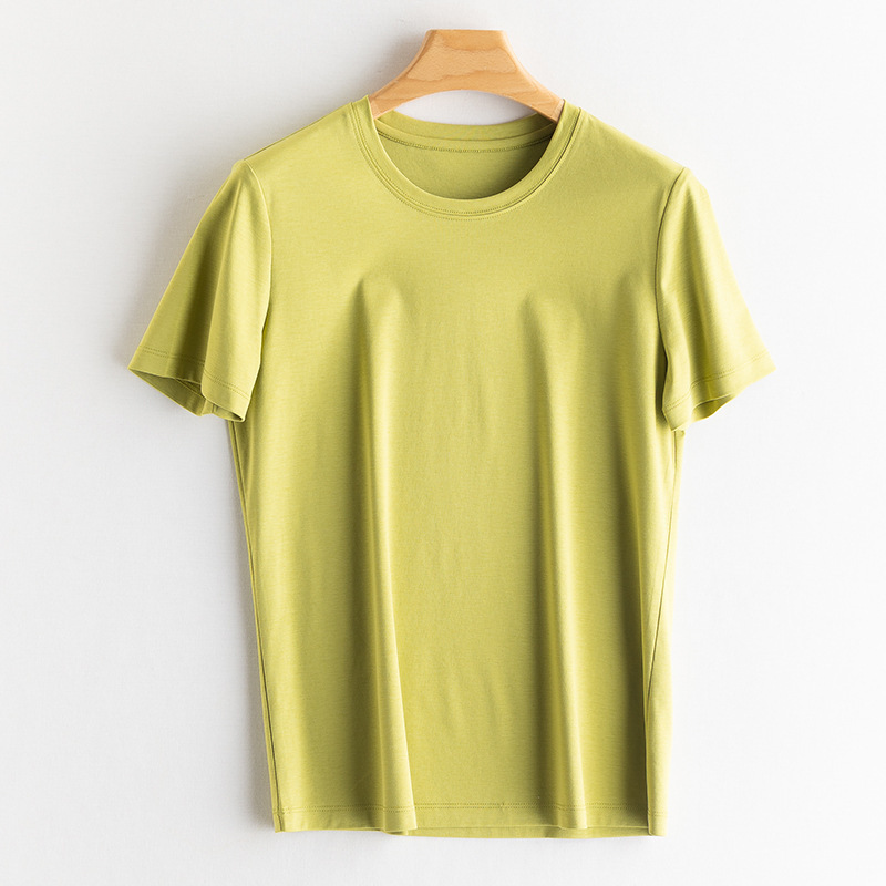 Yuyue 2025 桑蚕シルクシルクコットン 冷感ノーアイロン13色Tシャツ 夏涼しいシルクのような滑らかな桑蚕シルクトップス レディース|undefined