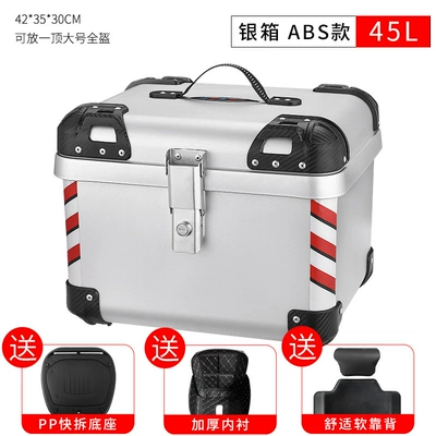 can hold full helmet — Motorcycle trunk - mt660-45-liters-silver-box-backrest-lining-pp-base