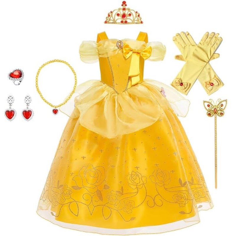Beauty and the Beast Belle Dress European and American Hot Selling Bell Yellow Sleeveless Girl Dress Princess