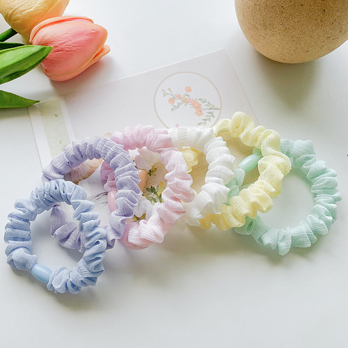 Candy color juan yarn small intestine hair band sweet color hair rope Korean style rubber band cream rubber band fabric fairy hair rope for women