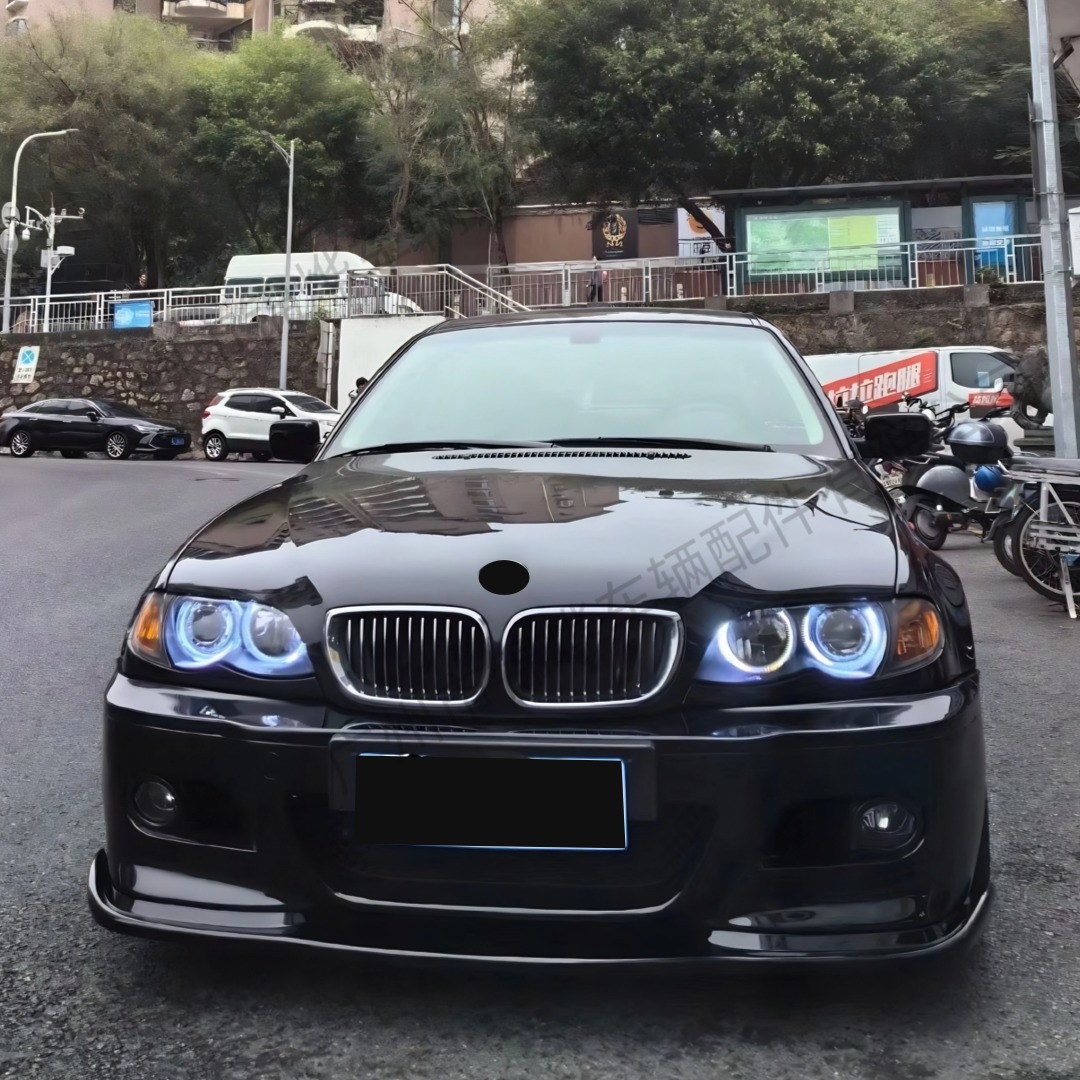 Suitable for 98-05 BMW 3 Series E46 M3 model, three-section front lip hydrographic print rear spoiler small body kit