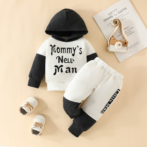 Baby's Autumn and Winter Cap-Sleeve Letter MAMA is MINI Sweatshirt and Pants Set for Infants and Toddlers Leisure Sweatshirt