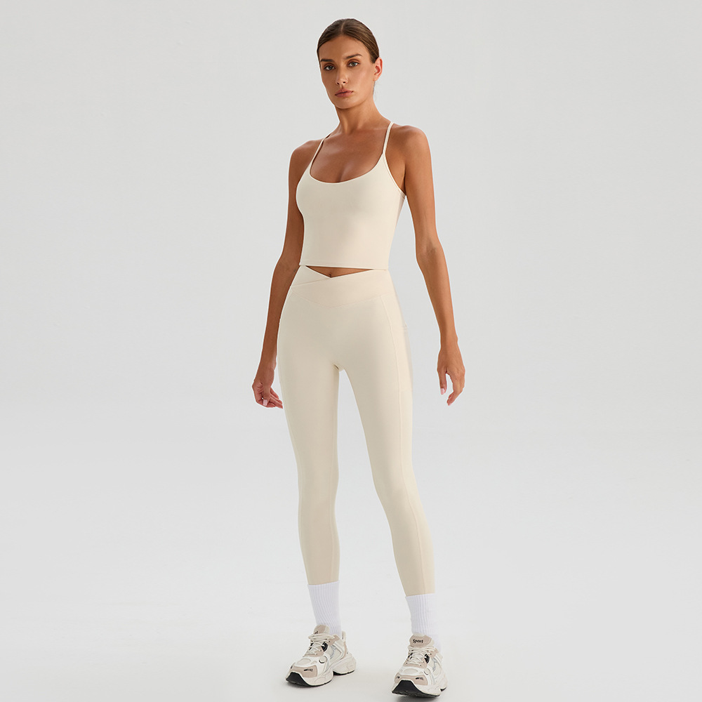 Ropa interior deportiva de mujer pantalones de fitness que incluyen un brazo de brazo con chaleco de dos piezas de yoga