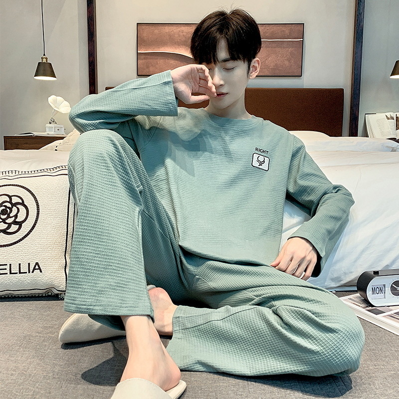 Pijamas de los hombres primavera y otoño manga larga casual simple juventud más tamaño estilo coreano vestir prendas exteriores suéter homewear traje