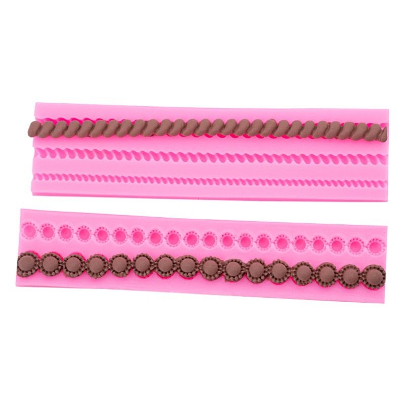 Joyería Flor de encaje grueso y fino cuerda cáñamo modelado molde silicona creativa para hornear cake decoración del borde