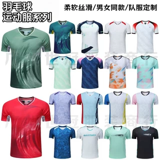 爆款羽毛球服外套男女同款情侣yy运动印字图速干田径夏季训练短袖