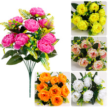 牡丹仿真花绢花干花花束餐桌客厅花开富贵装饰摆件永生花假花摆设