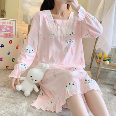 女性用ナイトガウン春と秋の長袖プリンセススタイル2025新しい緩い妊婦の夏のパジャマホーム服は屋外で着用できます