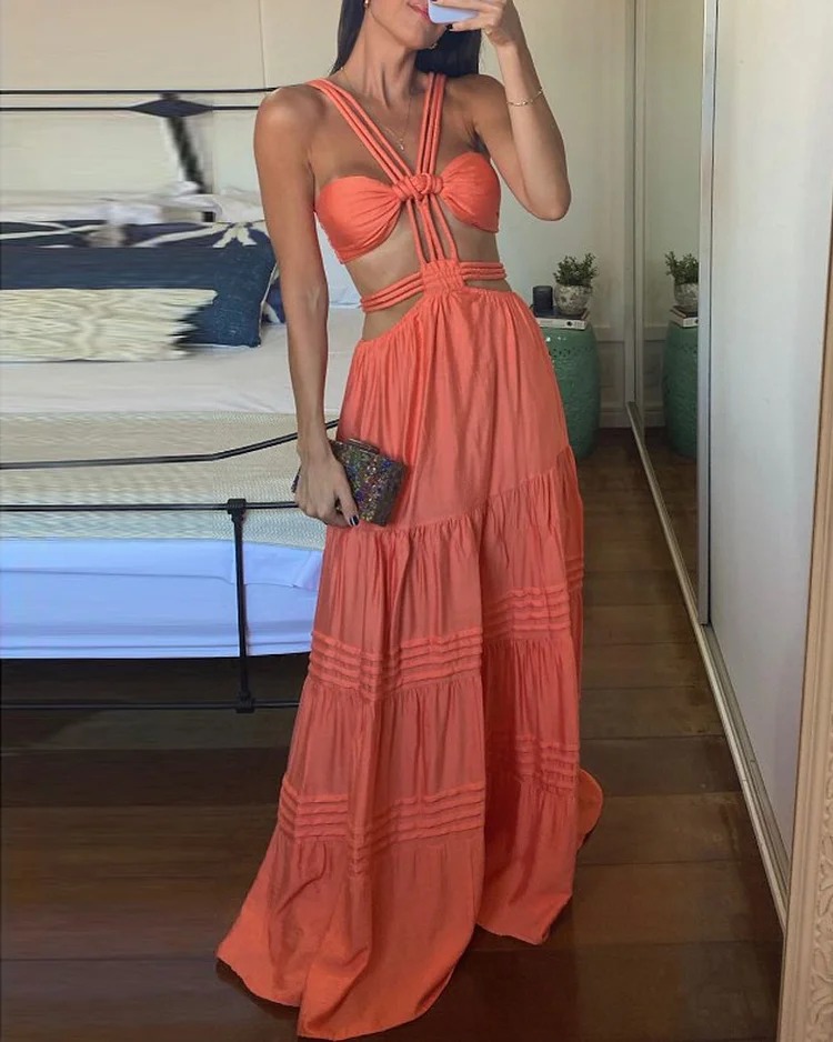 Women's Regular Dress Vacation Strapless Backless Sleeveless Solid Color Maxi Long Dress Daily Swimming Pool Beach display picture 2