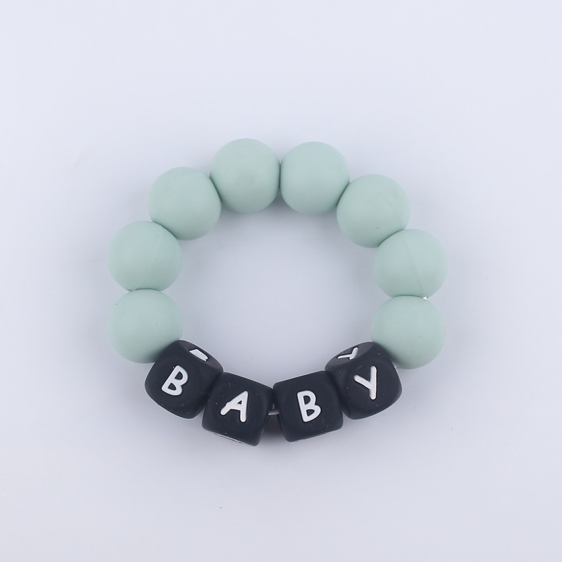 Nuevo bebé suministros mordedor pulsera creativa DIY nombre colorido de silicona letras mordedura juguete
