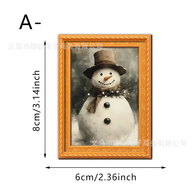 小鹿雪人圣诞元素木质双层冰箱贴 圣诞节厨房冰箱节日装饰品道具|undefined