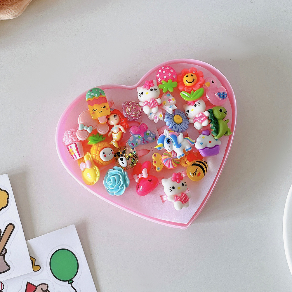 Nuevo anillo para niños sirena anillo para niños una caja de anillos de joyas para niñas juego de juguetes para niñas