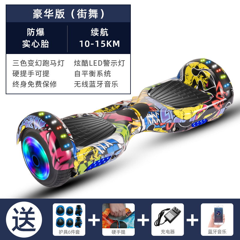 Coche de equilibrio para niños de 7 pulgadas Coche de oscilación de dos ruedas para adultos para niños Bluetooth caballo corriendo Luz Coche de equilibrio eléctrico para niños