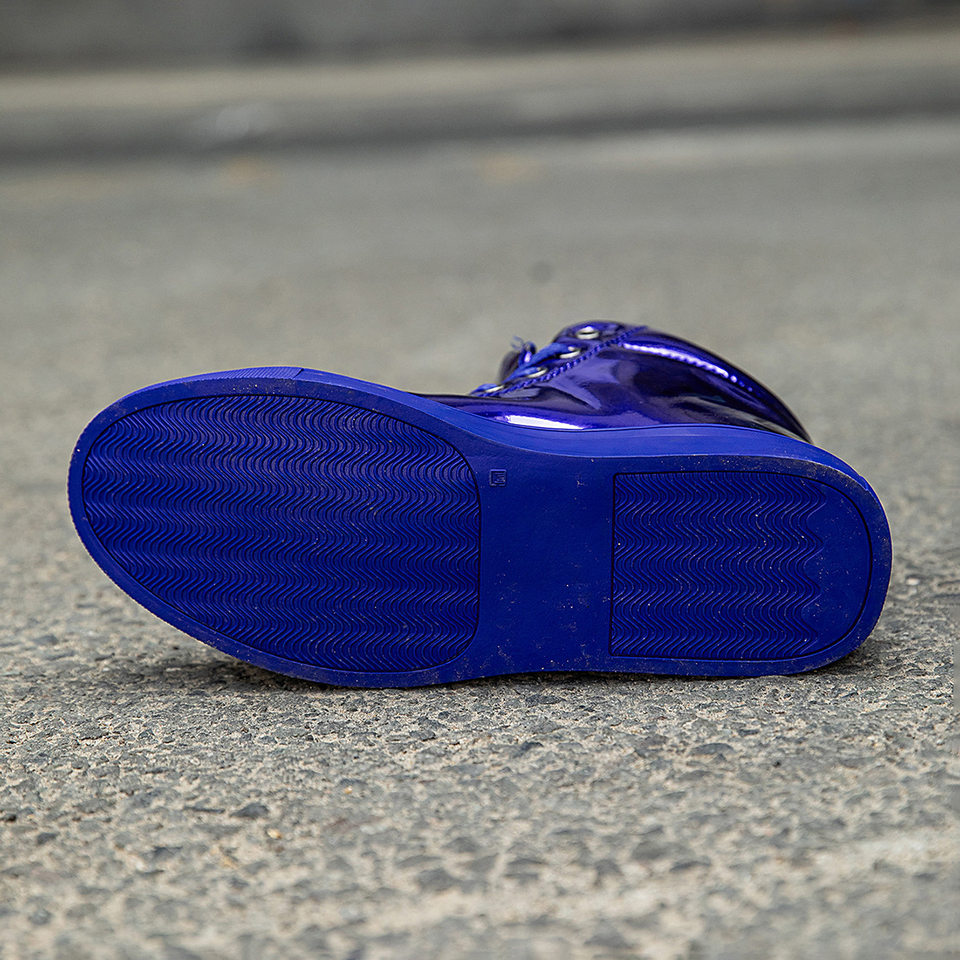 Giày sneaker nam cổ cao da bóng phong cách Hàn Quốc, giày thể thao thời trang cá tính — Bạc, màu xanh, màu đen, màu đỏ chi tiết 7