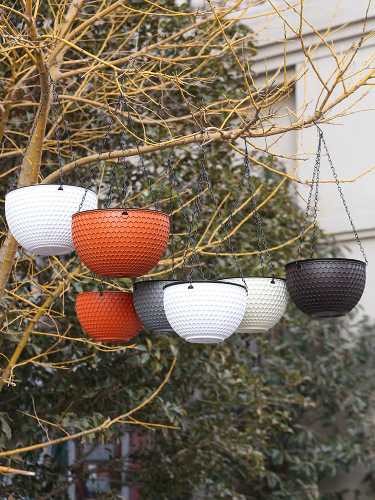 Honeycomb rattan hanging plastic flower pot European style hanging pot hanging pot indoor hanging orchid hanging basket hanging resin large flower pot