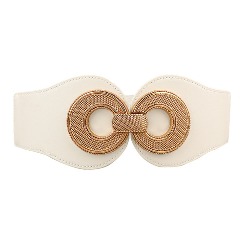 New style belt for women cross-border European and American elastic buckle waistband personalized retro pattern buckle black decorative dress