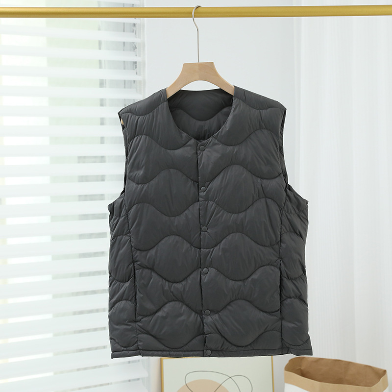Autumn and Winter High-grade Light Portable Down Vest Warm Inner Tank Round Neck V-neck Work Clothes Sleeveless Waistcoat