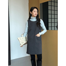 THE MIND羊毛呢料背心裙2025十三行冬装新款韩版无袖连衣裙T5762