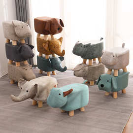 矮凳动物脚凳客厅木凳凳子圆凳创意科技布大象凳造型布艺凳服装店