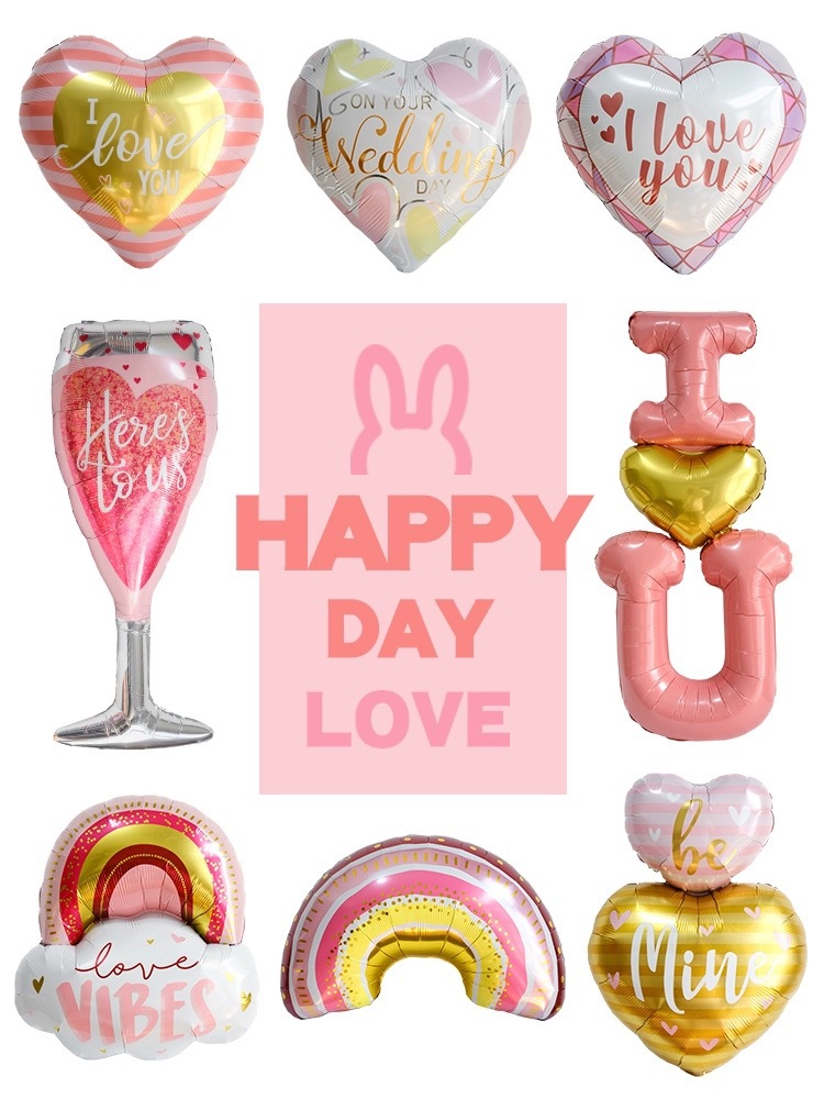 Wedding Season Valentine's Day Cartoon Style Sweet Heart Shape Aluminum Film Indoor Party Balloons display picture 1