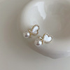 Zirconium, crystal, universal fresh earrings with bow from pearl, micro incrustation, light luxury style