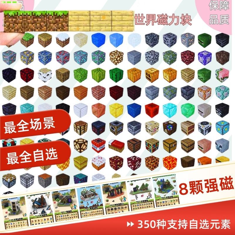 跨境我的磁力世界DIY磁力方块积木块儿童益智玩具大颗粒公仔模型