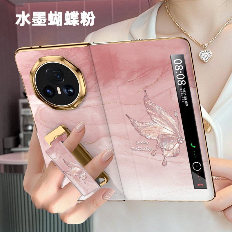 【翻盖腕带支架】水墨蝴蝶适用荣耀magicv5手机壳简约ins风magic|undefined