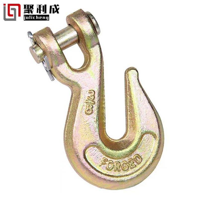 美式330羊角抓钩带舌片起重链条钩吊车钩挂钩绞盘钩镀锌船舶用