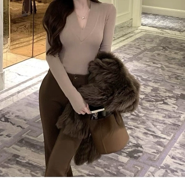 Осенняя и зимняя корейская версия текстурированная нижняя рубашка с длинными рукавами