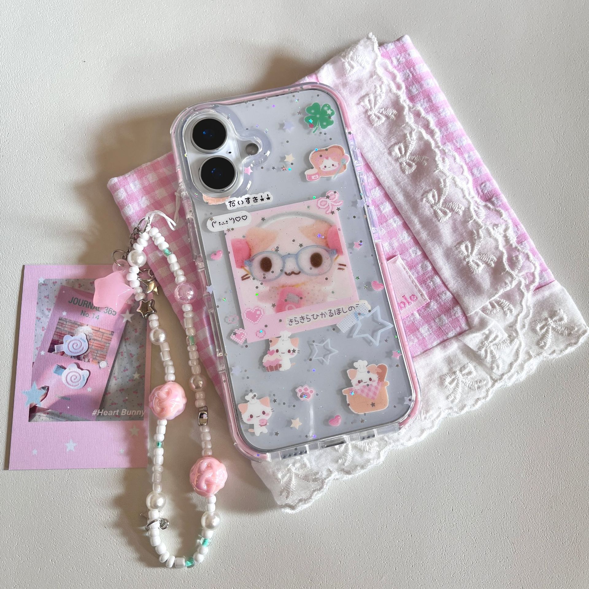 Linda ilustración de algodón de azúcar de dibujos animados de corazón de niña para Apple 15Pro/16Pro funda para teléfono móvil 14/13 femenino 16PM