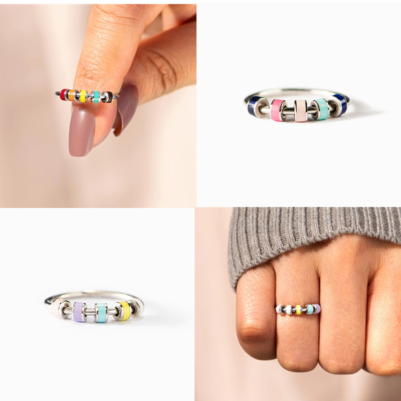 珐琅五珠焦虑戒指