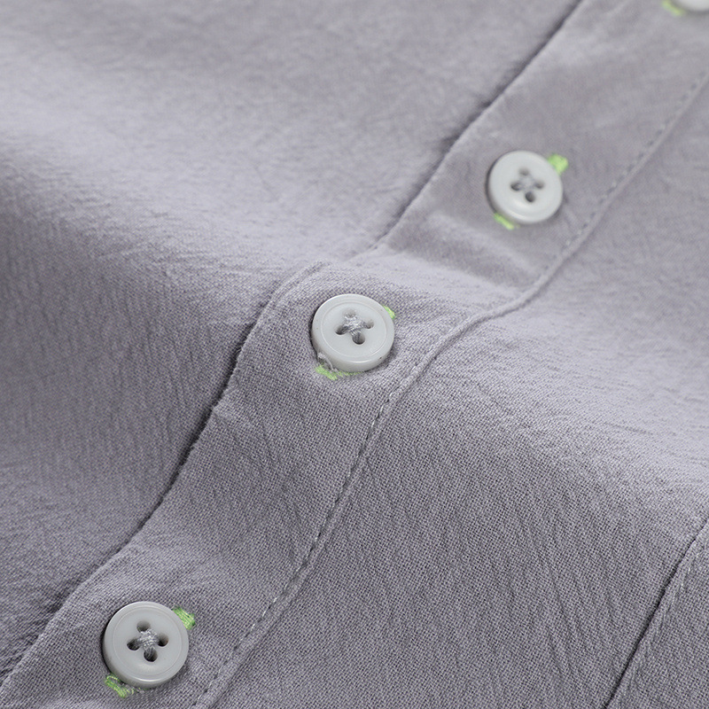 LAZADA跨境 2021夏季七分袖衬衫男装潮牌日系 复古男士短袖衬衣